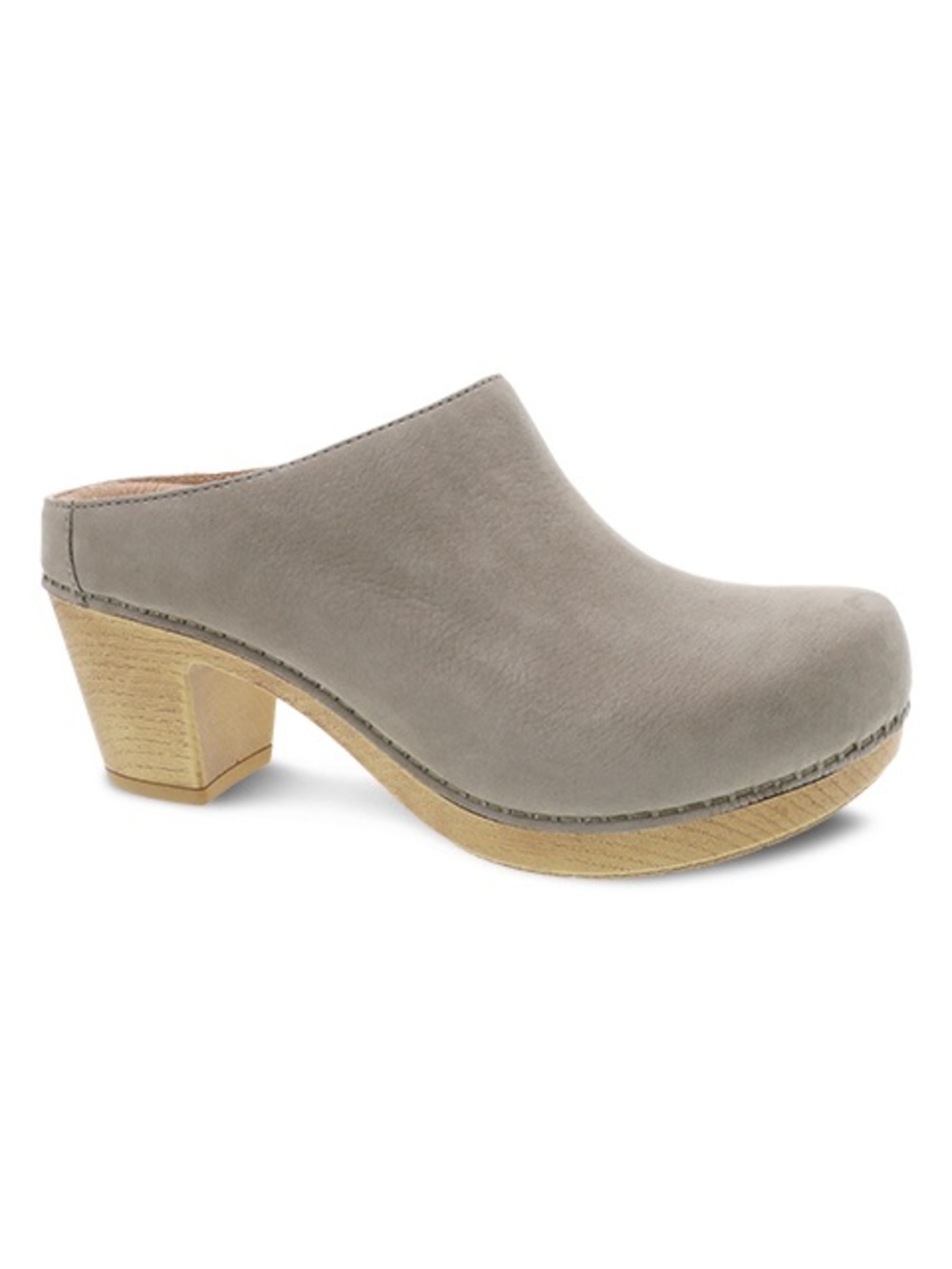 Dansko Giulia Mule Faux Wood Clog Leather Upper Women Size 8 Gray